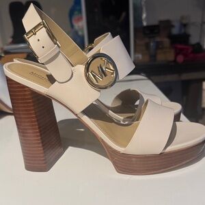 Michael Kors Cream and Gold Platform Heels